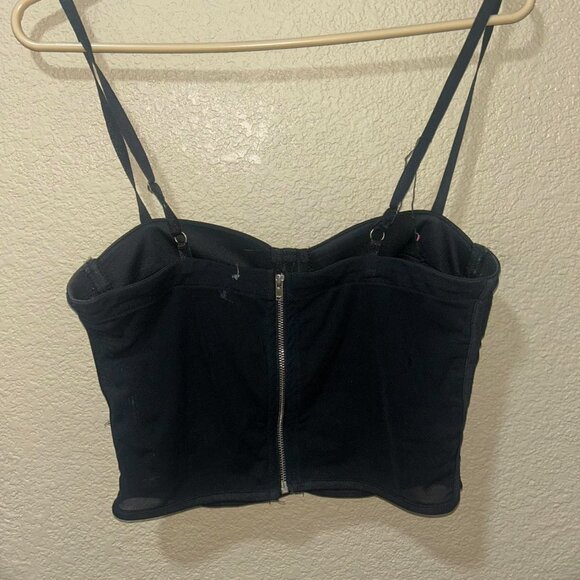 black corset zip up cropped tank top - Picture 3 of 5